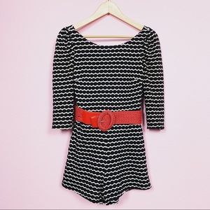 Ark & Co Black and White Mod Romper, Size Small